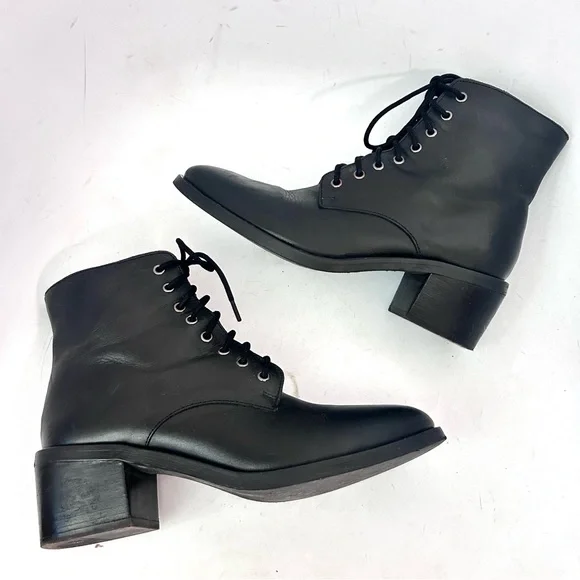 Jeffrey Campbell Zephyr Boot Size 9 Black Leather Lace-up Ankle Boots - Picture 7 of 11